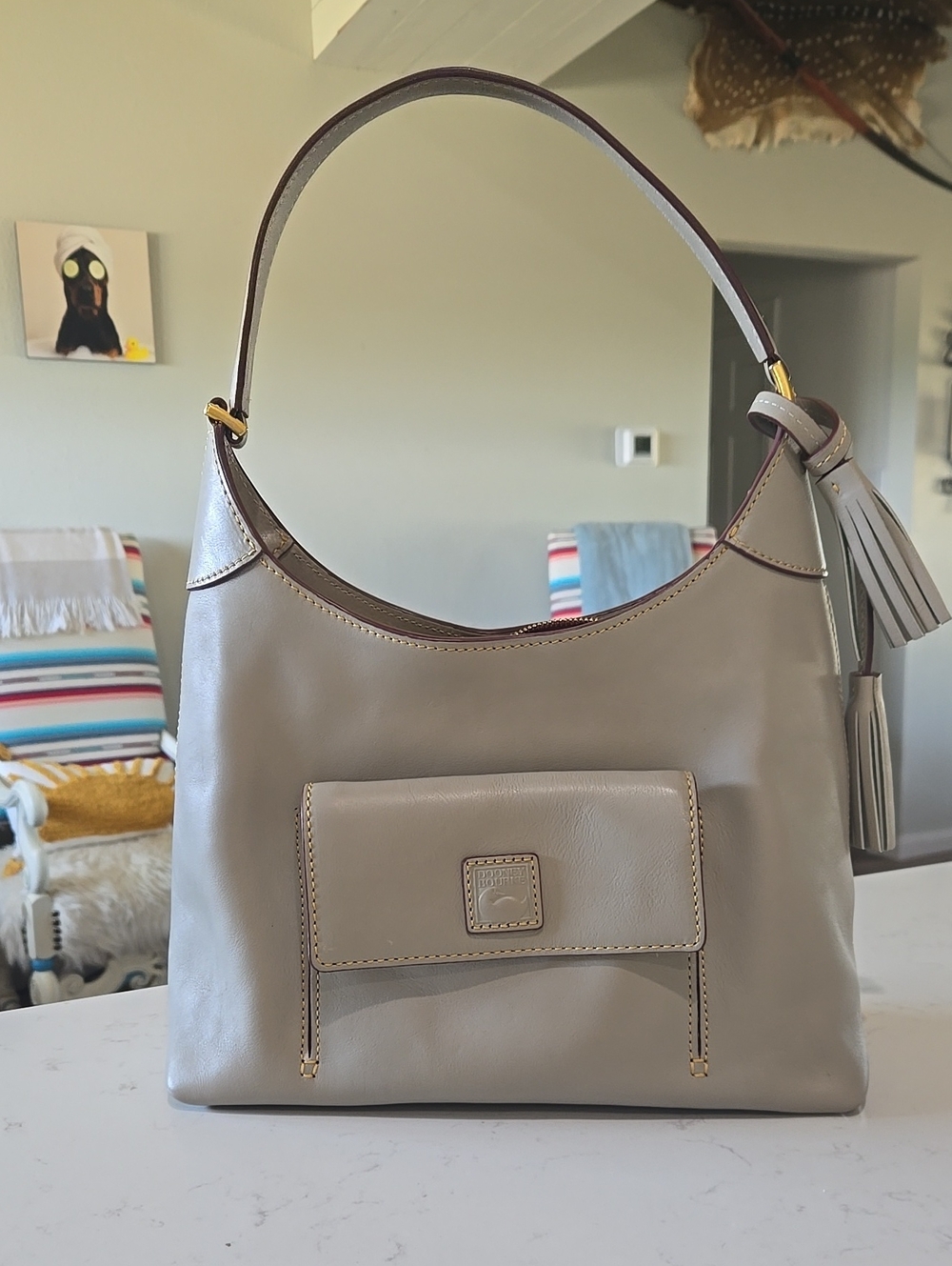 Like New Taupe Floretine Leather